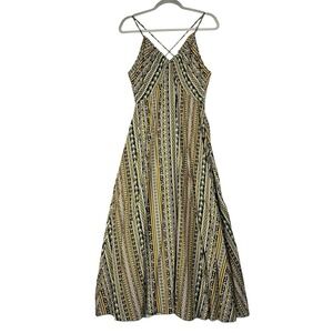 SHEIN Maxi Dress Med Side Slit Zipper back Cris Cross Straps Babydoll Bohemian‎